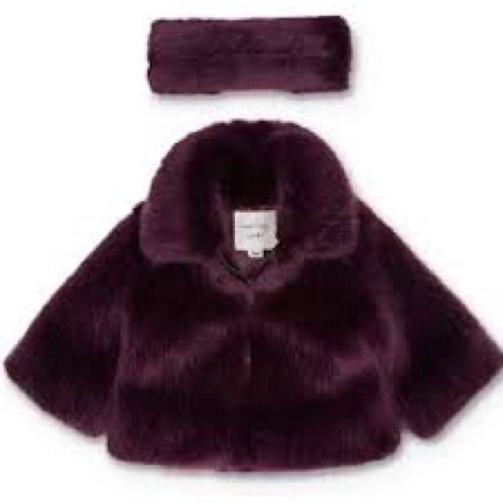 Habitual Plum Fur Jacket and headband: perfect condition